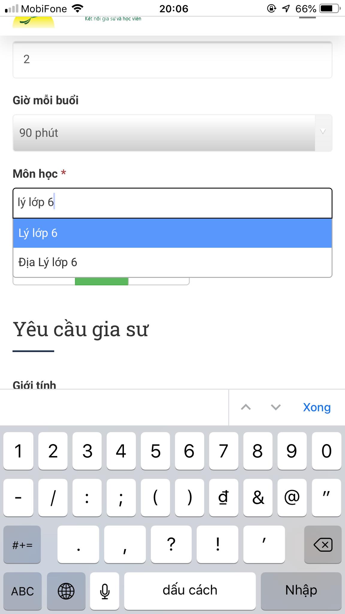 Học phí Lý lớp 6